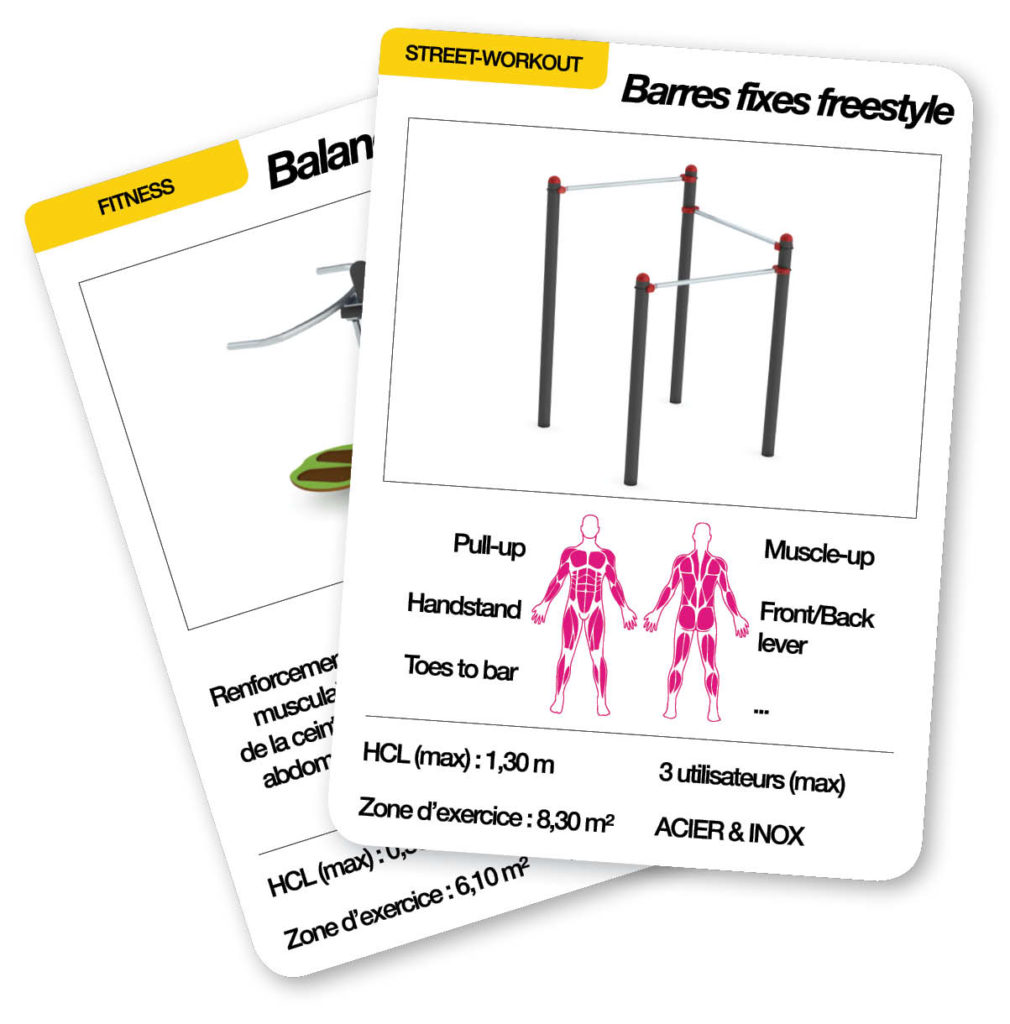 Eventail petite aire mixte avec balancier double et barres fixes plusieurs hauteurs