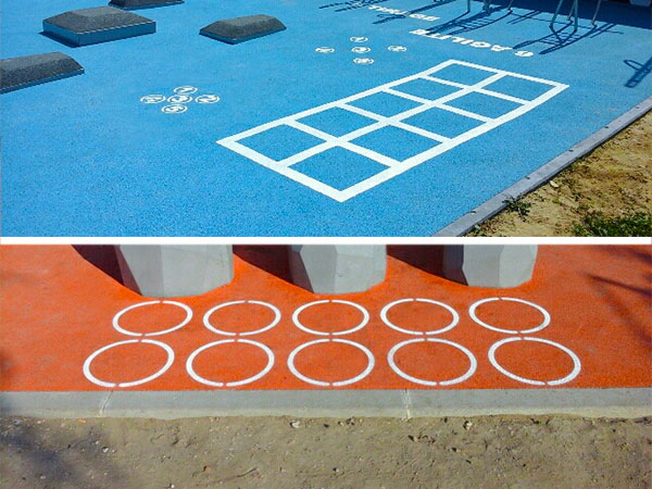 Marquages sportifs sur stations de street-workout concept sport