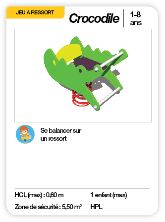 CROCODILE - Jeu à ressort 1 place
