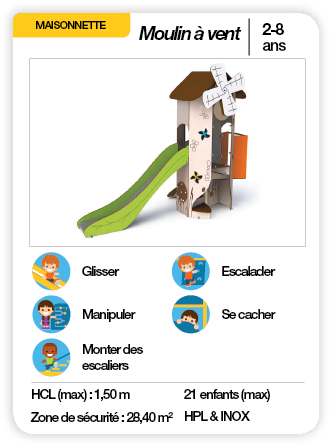 MOULIN - Structure maisonnette multifonctions toboggan