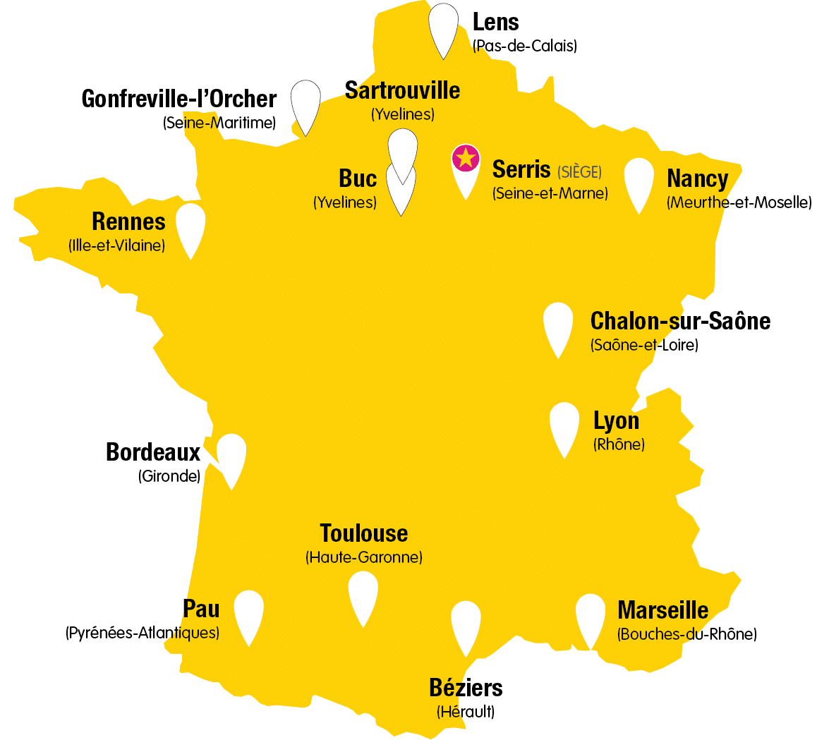 Carte des agences de Récré'Action en France